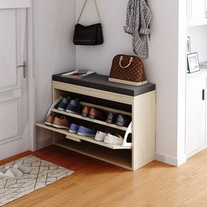 Legno naturale Color MDF melamina Flip Top panca cuscino 74x24x51CM in Rattan anteriore per ingresso di stoccaggio corridoio organizzazione - Product Image 1