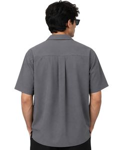 Chemise décontractée surdimensionnée pour homme, gris anthracite, personnalisée, à manches courtes, col cubain, coupe ample, tendance estivale - Product Image 2