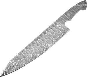 Couteau de Chef de Cuisine Japonais Style Moderne en Acier Damas Forgé à la Main, Manche Intégral, Lame Droite à Pointe Tombante, Personnalisable OEM, Meilleure Vente - Product Image 1