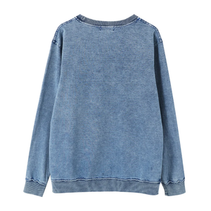 Sweat-shirt col rond en denim ZPB personnalisé, broderie chenille, sororité et fraternité grecques, unisexe, coton premium, lavage vintage - Product Image 5