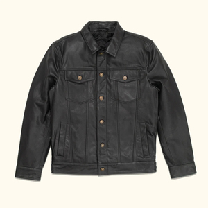 Vestes pour hommes en cuir véritable personnalisées, veste de cow-boy en cuir véritable avec fermeture éclair, veste de mode pour hommes - Product Image 1