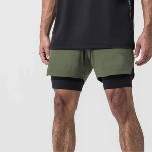 Shorts de sport haute performance pour hommes 2-en-1 respirants avec short intérieur intégré OEM - Product Image 2