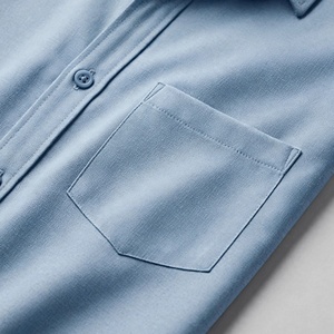 Men's Light Blue Solid Print for Shirt <b>Short</b> <b>Sleeve</b> <b>Button</b> <b>up</b> Collar Anti-Wrinkle Twill Cotton Smart Casual Summer Style - Product Image 4