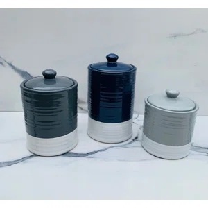 Designer Ceramic Canister Set Gloss Glaze Airtight Lid Food <b>Storage</b> Jars Modern <b>Kitchen</b> Organizer Luxury Countertop Collection - Product Image 4