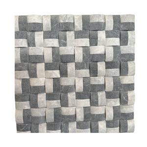 Mosaïque en pierre tressée en forme de dôme, noir mat et gris, pour murs intérieurs modernes, salle de bain, résistante à l'eau, 10 mm - Product Image 1