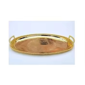 Bandeja Decorativa Moderna de Metal con Acabado Ovalado para Alimentos y Frutas, Bandeja de Exhibición de Metal para Tiendas, Fiestas y Hogar, Bandeja de Servicio de Metal para el Hogar - Product Image 1