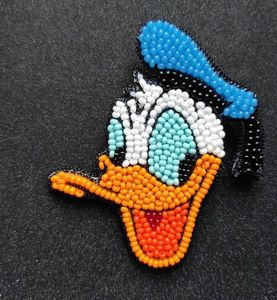 Handmade Donald Duck Beaded Brooch TV Movie Character Embroidery Craft Art Collectible Eco-Friendly Luxury Accessory - Product Image 1