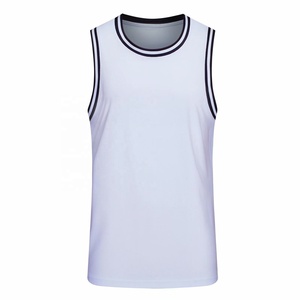 Wholesale 100% Polyester Quick Dry Breathable Basketball Jersey <b>Men's</b> Short Sleeve Plain Mesh Tank Top Summer Sports Gym <b>Vest</b> - Product Image 2