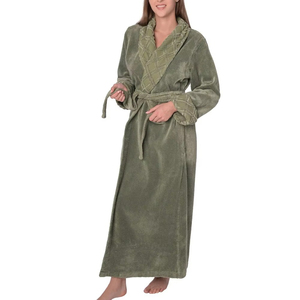 <b>Men's</b> Luxury 100% Cotton Velour Bathrobe with Full Sleeves Custom Logo Printed Loungewear <b>Sleep</b> Set OEM Service - Product Image 3