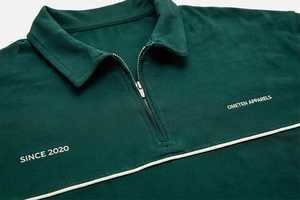 Camiseta de Golf de Manga Corta con Cierre para Hombre ONETEN APPARELS, Verde Sólido, Logotipo Bordado, Poliéster, Tejido de Punto, Secado Rápido, Informal - Product Image 6