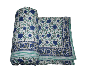 Silkgram Hand Block Print Jaipuri Quilt Handmade Floral Traditional Reversible Eco-Friendly Cotton <b>Bedspread</b> Washable Breathable - Product Image 3