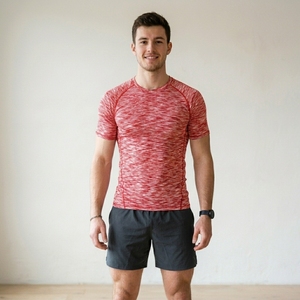 Men's Red Patterned Short Sleeve O-Neck <b>Compression</b> T-<b>Shirt</b> Slim Fit Sporty Knitted Quick Dry Workout Gym Training <b>Shirt</b> - Product Image 1