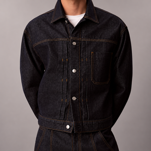 Veste en jean noir ciré sur mesure ou en gros avec tissu haute résistance - Product Image 4