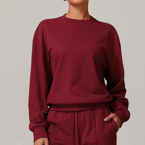 Sudadera Deportiva de Cuello Redondo Tejida para Mujer, Informal, Holgada y de Manga Larga, para Correr y Hacer Ejercicio - Product Image 1