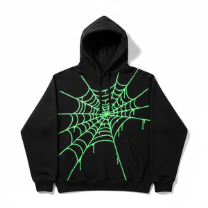 Sudadera con Capucha de Alta Calidad, Personalizada con Estampado Puff, Sudadera de Forro Polar con Diseño de Telaraña para Hombre, Proveedor de Sudaderas Urbanas OEM - Product Image 2