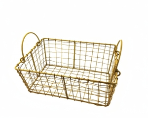 Custom Size Woven Iron <b>Wire</b> Gold Plated Eco-Friendly <b>Storage</b> <b>Basket</b> with Handle Modern Design <b>for</b> Kitchen Counter Home Decor - Product Image 3