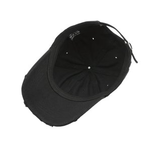 Casquette de baseball unisexe 6 panneaux en coton noir uni avec fermeture auto-agrippante réglable, style décontracté, pour adulte - Product Image 2