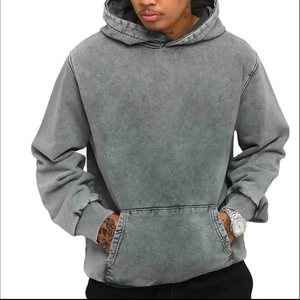 Sweat-shirt à capuche 400 g/m² sans cordon, personnalisé pour homme, effet vieilli, coupe oversize, vierge, délavé à l'acide, style vintage - Product Image 1