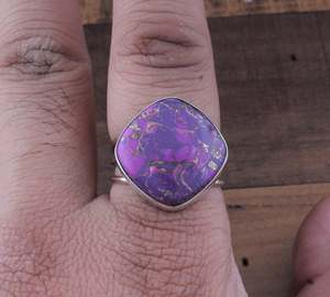 Wholesale 925 Sterling <b>Silver</b> Purple Copper Turquoise Three Layer <b>Band</b> Ring <b>Wedding</b> Gift for Women - Product Image 1