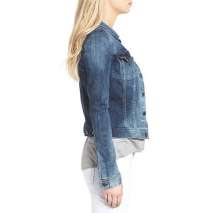 Chaqueta vaquera de mezclilla para mujer OEM, estilo gótico, lavada, con cinturón, informal, para otoño, con botones, corte regular. - Product Image 4