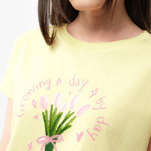 Camiseta Corta Casual de Manga Corta para Mujer, Cuello Redondo, Primavera, Top Corto de Punto con Logo - Product Image 6