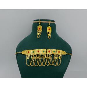 Martasha Designer Arabic Jewelry <b>Set</b> Gold-Plated UAE <b>Jewellery</b> for Ramadan & Eid Special Dubai Necklace & Earring Combo - Product Image 6