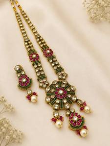Wholesale Indian Ethnic <b>Bridal</b> Kundan Polki Necklace <b>Set</b> Imitation Rhodium Plated Traditional Wedding Engagement <b>Jewelry</b> <b>Sets</b> - Product Image 3