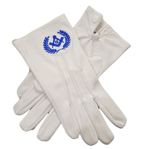 Freemason Apron Collar <b>Gloves</b> Set Embroidered Blue White Masonic Regalia Classical Style Junior Decan Officer set - Product Image 4