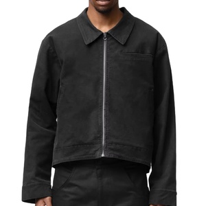 แจ็กเก็ตผู้ชายผ้าฝ้ายบุลายทแยงวินเทจสำหรับฤดูหนาวชุดทำงานช่างไม้ผ้าใบ - Product Image 1