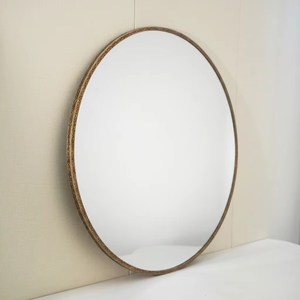 Modern Minimalist Round Handmade Textured <b>Gold</b> Metal <b>Frame</b> Wall <b>Mirror</b> for Bathroom Living Room Decor Diwali Gift-REHMAN CRAFT - Product Image 3