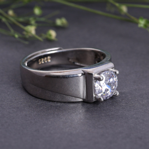925 Sterling <b>Silver</b> Solitaire Engagement <b>Ring</b> for <b>Men</b> Adjustable Design Handmade Wholesale Engagement Band Third Jewelry Supply - Product Image 4