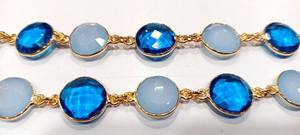 Cadena de Eslabones con Conector Facetado en Forma de Moneda de Calcedonia Azul - Product Image 3