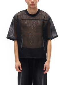 Camisa de Manga Corta Transparente de Malla para Hombre al por Mayor, Top Transpirable de Moda, Ropa Urbana Ligera de Verano, Elegante - Product Image 3