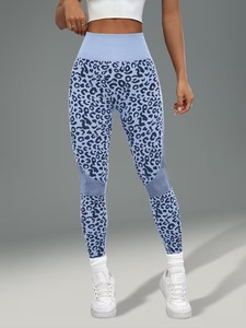 High-Waist Leopard Pattern Fitness Leggings | Seamless Tummy Control Gym Yoga Pants | Comfortable Soft Spandex <b>Tights</b> - Product Image 1