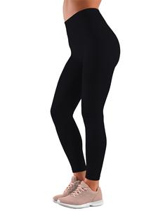 <b>Black</b> Full Length Leggings Women High Waist Knitted Breathable Solid Color Casual <b>Pants</b> - Product Image 2