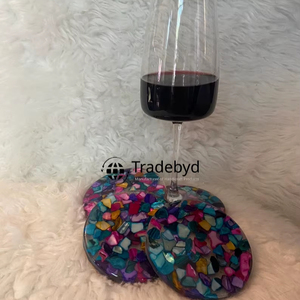 Eco Friendly Resin Coasters Handmade Reusable Premium Quality Luxury 4X4 Inches Drink Coaster <b>Set</b> for Home Tradebyd - Product Image 3