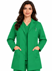 เสื้อกาวน์แพทย์สีขาว แขนยาว สำหรับบุรุษและสตรี ผ้าฝ้ายผสม ระบายอากาศได้ดี ชุดยูนิฟอร์มทางการแพทย์ โรงพยาบาล วิทยาศาสตร์การแพทย์ - Product Image 6