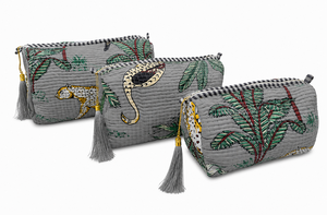 Juego de Bolsas Cosméticas Ecológicas de Algodón Acolchado Gris Estilo Safari Chic con Cierre y Estampado de Puntos - Product Image 2