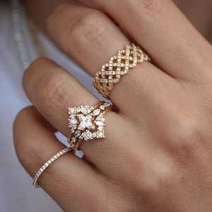 Bague en moissanite taille orchidée pour femme, en argent 925 original plaqué or, bijou floral unique pour cadeau de mariage nuptial - Product Image 5