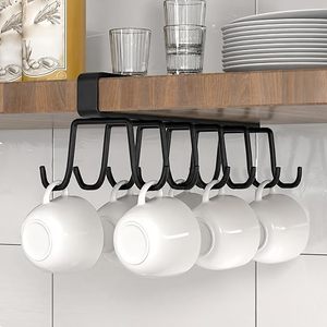 Support de rangement sous armoire pour tasses, type crochet métallique, design minimaliste pour cuisine, organisateur de tasses blanc durable - Product Image 1
