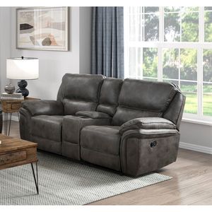 Design moderno 1 pezzo rivestimento in microfibra grigia struttura in legno massiccio reclinabile Loveseat mobili da soggiorno in peluche - Product Image 1
