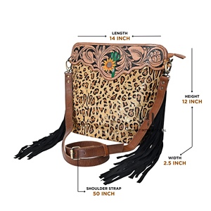 Bolso Bandolera de Cuero para Mujer Hecho a Mano con Diseño de Cactus y Girasol, Ecológico, con Cierre - Product Image 4