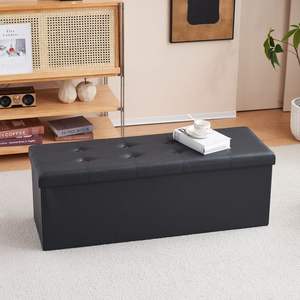 Repose-pieds de rangement pliable en PVC MDF brillant 110*38*38cm - Product Image 6