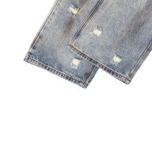 Custom Unisex Acid Wash Distressed Jeans Vintage Mud Dye Denim Cotton/Polyester Baggy Wide Leg Streetwear Cargo Denim Trousers - Product Image 6