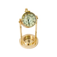 Horloge de table analogique en laiton antique élégante Horloge à quartz en verre vintage pour la décoration de la maison et du bureau Cadeau de mariage Fabriqué en métal durable