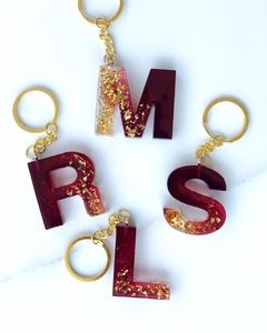 Porte-clés en peluche personnalisable en résine avec lettres alphabétiques, pendentif de sac à la mode, lettre anglaise - Product Image 1