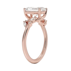 Anillo de Compromiso con Diamante Radiante, Delicado Anillo de Oro Rosa Vermeil, Regalo para el Día de San Valentín, Anillo de Moissanita, Joyería de Boda de Inspiración Vintage - Product Image 5