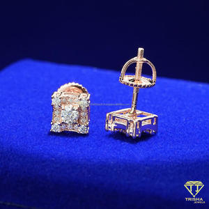 Pendientes Cuadrados de Plata de Ley 925 con Diamantes de Moissanita, Joyería Brillante para Mujer, Venta al Por Mayor - Product Image 3