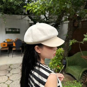 หมวกเบเร่ต์สไตล์อังกฤษหมวกปีกกว้างสีทึบคลาสสิกหมวกเบเร่ต์หมวกฤดูหนาวฤดูใบไม้ร่วง - Product Image 5