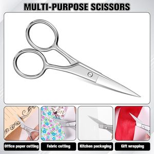 Tijeras de belleza para cejas rectas, para diestros, pequeñas, de acero inoxidable, afiladas, para recortar el vello de la nariz y bigote - Product Image 6